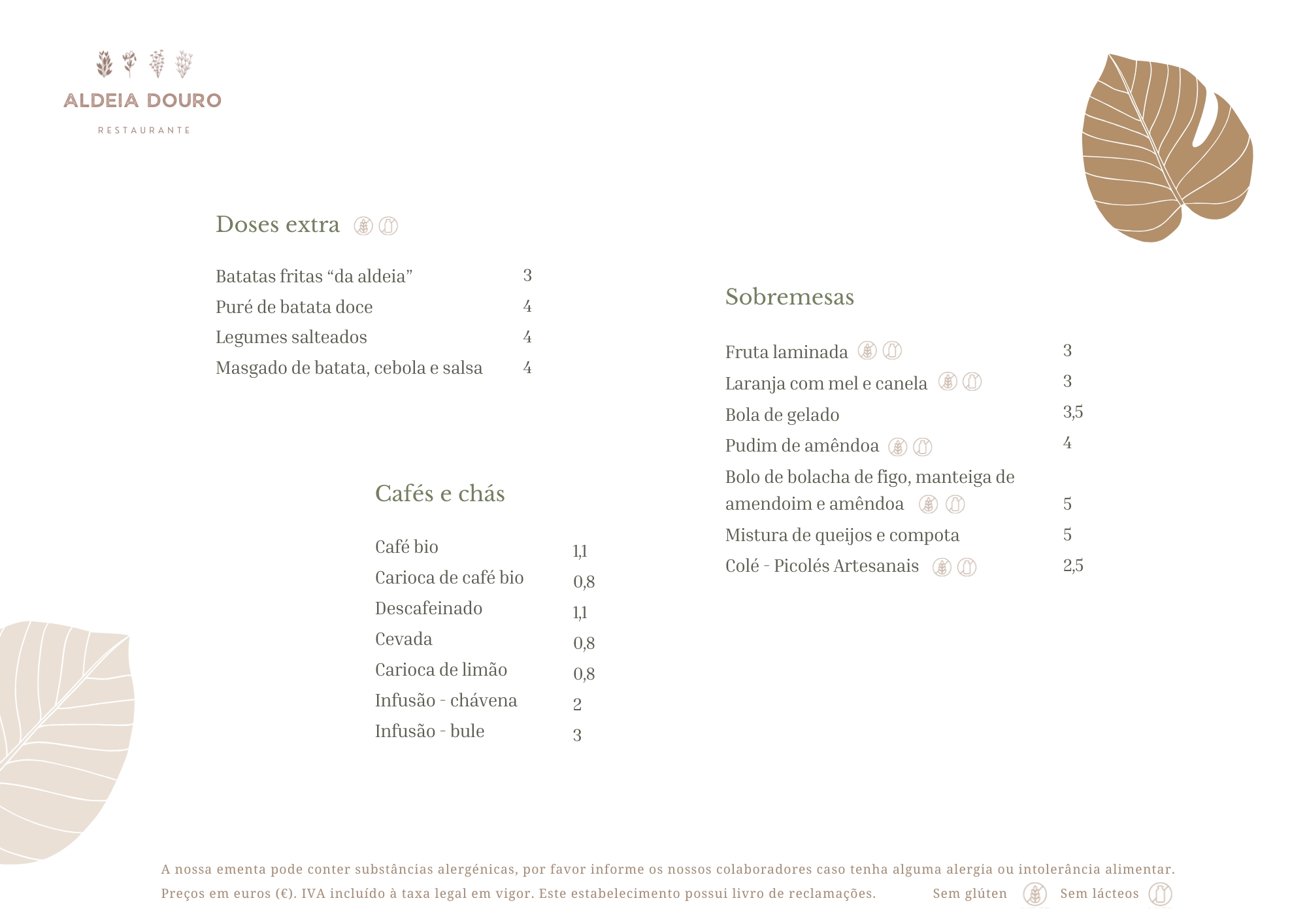 Ementa 2025 OUTONO INVERNO aldeia douro - Sobremesas